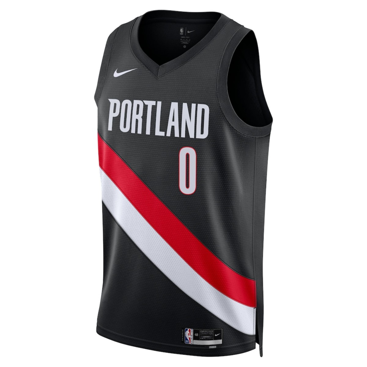 Men's Portland Trail Blazers Damian Lillard #0 Black Swingman Jersey - Icon Edition - Image 3