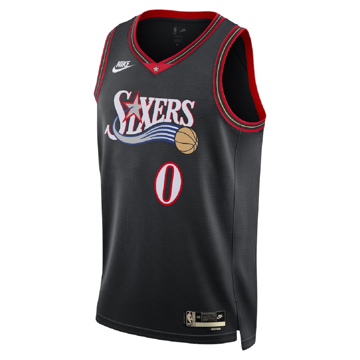 Men's Philadelphia 76ers Tyrese Maxey #0 Black Swingman Jersey - Classic Edition - Image 3