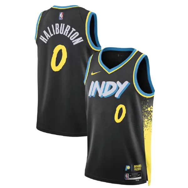 Men's Indiana Pacers Tyrese Haliburton #0 Black Swingman Jersey - City Edition - minejerseys