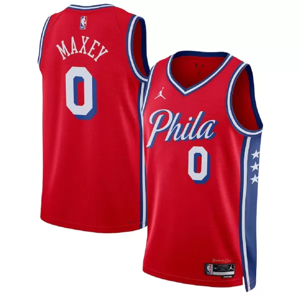 Men's Philadelphia 76ers Tyrese Maxey #0 Red Swingman Jersey - Statement Edition - minejerseys
