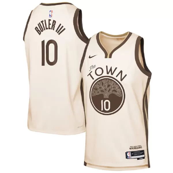 Unisex Golden State Warriors Jimmy Butler #10 Nike Tan 2025/26 Swingman Jersey - City Edition - minejerseys