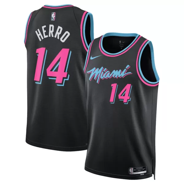 Unisex Miami Heat HERRO #14 Black Swingman Jersey - City Edition - minejerseys