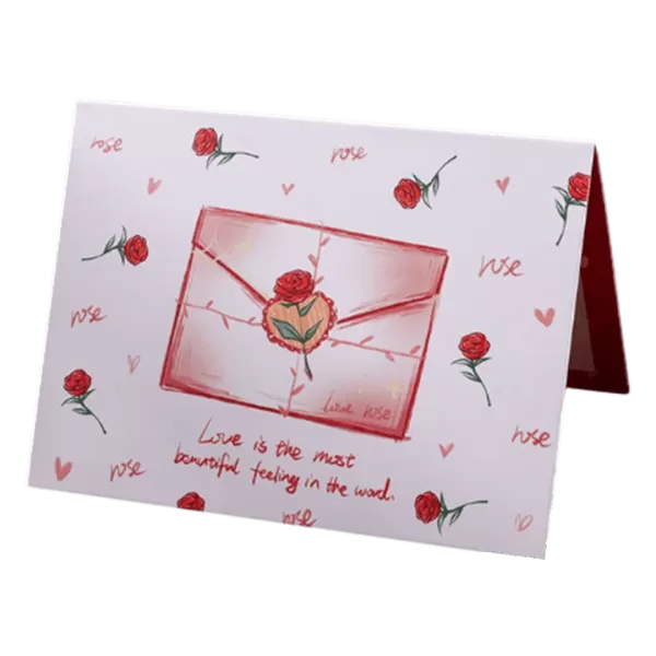 Custom Rose Envelope Valentine's Day Card Red - minejerseys