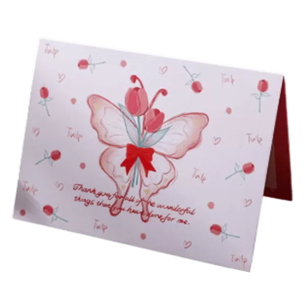 Custom Tulip Butterfly Valentine's Day Card Red - minejerseys
