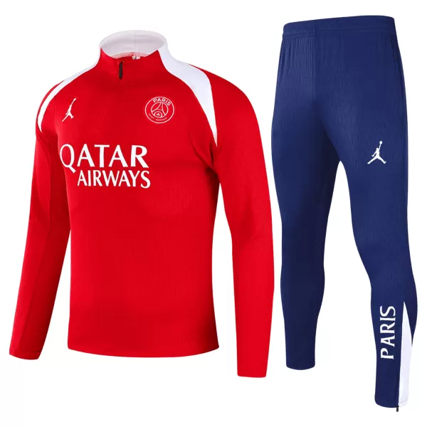 PSG Zipper Sweatshirt Kit(Top+Pants) Red 2025/26 - minejerseys