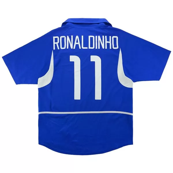 Ronaldinho #11 Retro Brazil Away Jersey World Cup 2002 - minejerseys