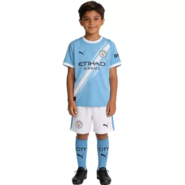 Kids Manchester City Home Jersey Full Kit 2025/26 - minejerseys