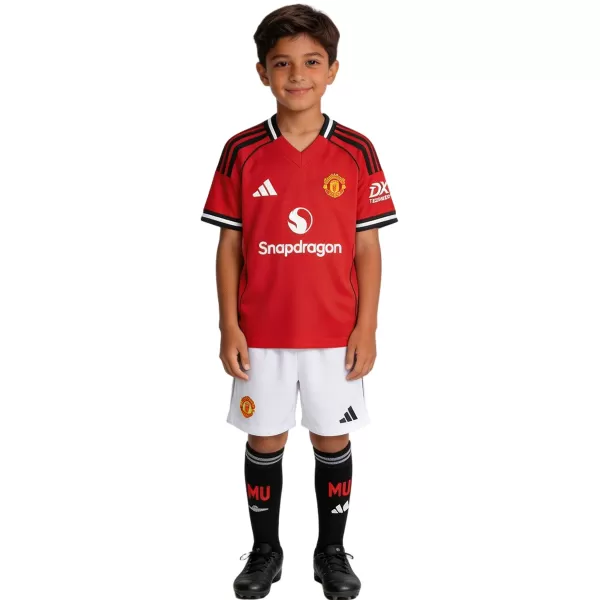 Kids Manchester United Home Jersey Full Kit 2025/26 - minejerseys