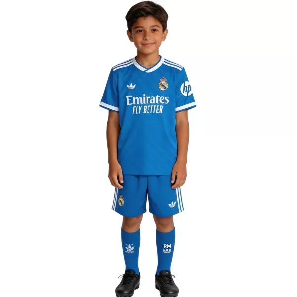 Kids Real Madrid Third Jersey Full Kit 2025/26 - minejerseys
