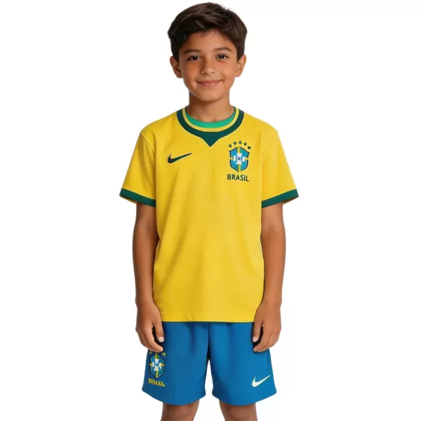 Kids Brazil Home Jersey Kit World Cup 2026 - minejerseys