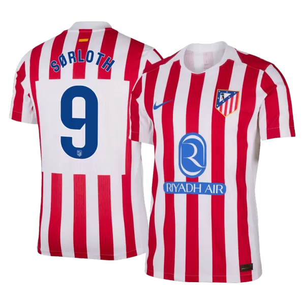 SØRLOTH #9 Atletico Madrid Home Match Jersey Player Version 2025/26 - minejerseys