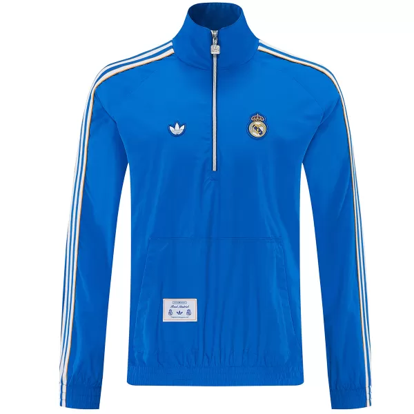 Real Madrid 1/2 Zipper Windbreaker Jacket Blue 2026 - minejerseys