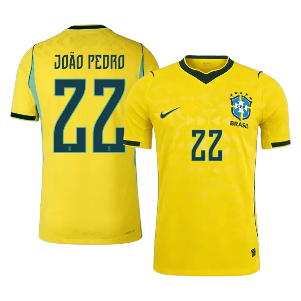 JOÃO PEDRO #22 Brazil Home Match Jersey Player Version 2025/26 - minejerseys