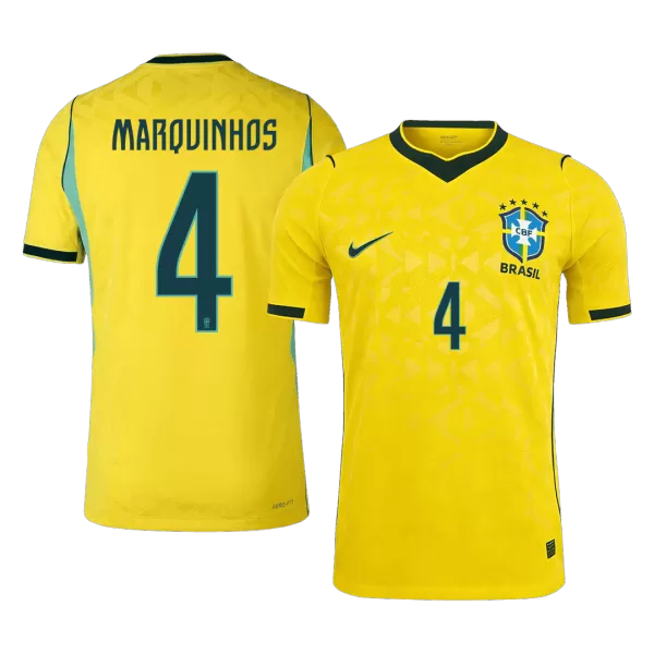 MARQUINHOS #4 Brazil Home Match Jersey Player Version 2025/26 - minejerseys