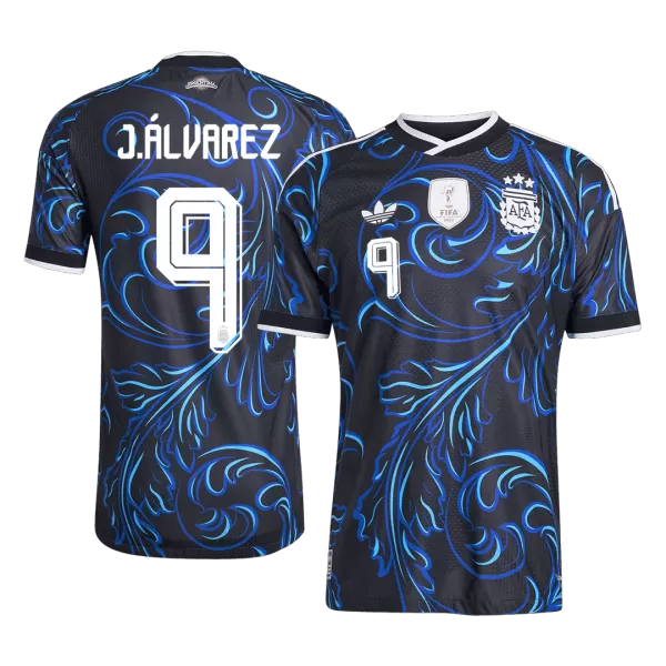 J. ÁLVAREZ #9 Argentina Away Match Jersey Player Version 2025/26 - minejerseys
