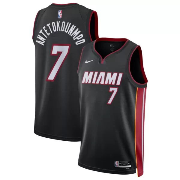Unisex Miami Heat Giannis Antetokounmpo #7 Black Swingman Jersey - Icon Edition - minejerseys