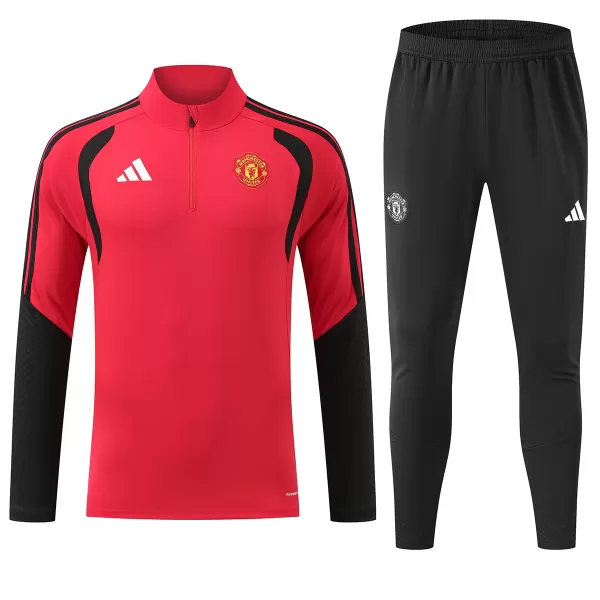 Manchester United 1/4 Zipper Sweat Kit(Top+Pants) Red 2026/27 - minejerseys