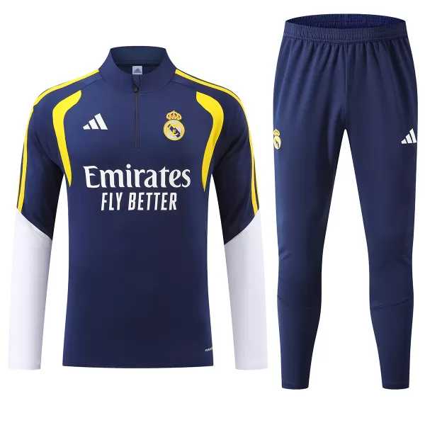 Kids Real Madrid 1/4 Zipper Sweat Kit(Top+Pants) Navy 2026/27 - minejerseys