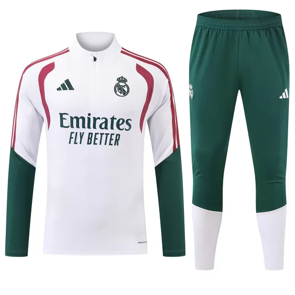 Real Madrid 1/4 Zipper Sweat Kit(Top+Pants) White 2026/27 - minejerseys