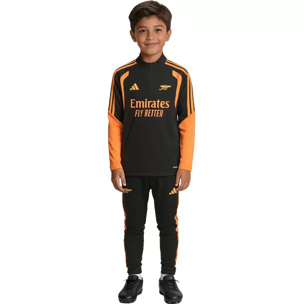 Kids Arsenal 1/4 Zipper Sweat Kit(Top+Pants) Black 2026/27 - minejerseys