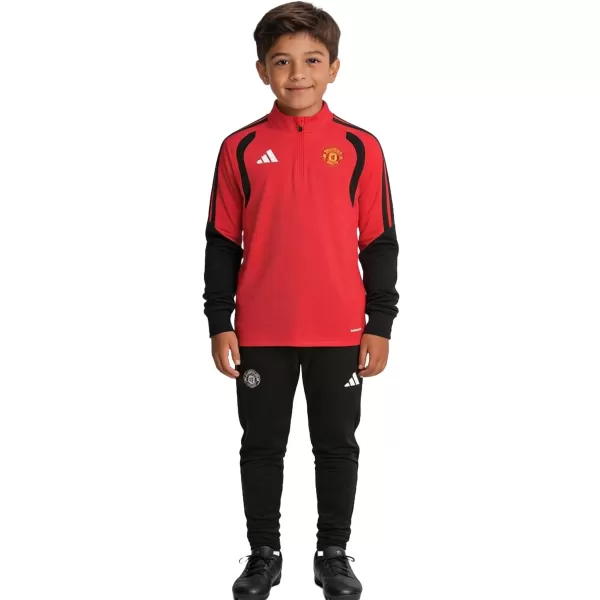 Kids Manchester United 1/4 Zipper Sweat Kit(Top+Pants) Red 2026/27 - minejerseys