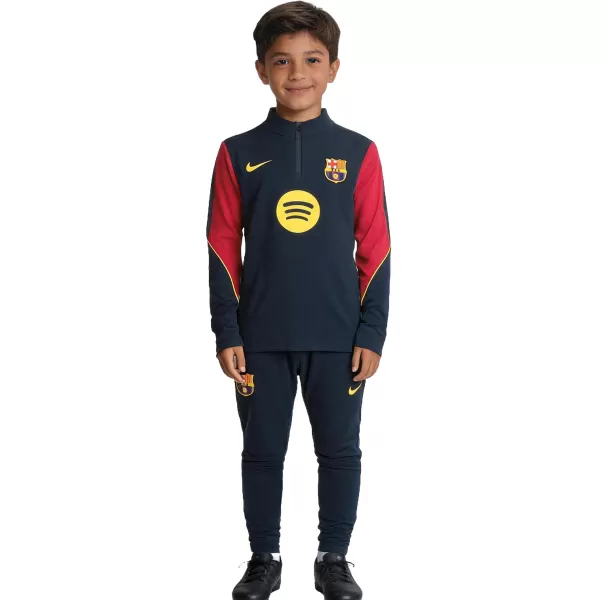 Kids Barcelona 1/4 Zipper Sweat Kit(Top+Pants) Navy 2026/27 - minejerseys