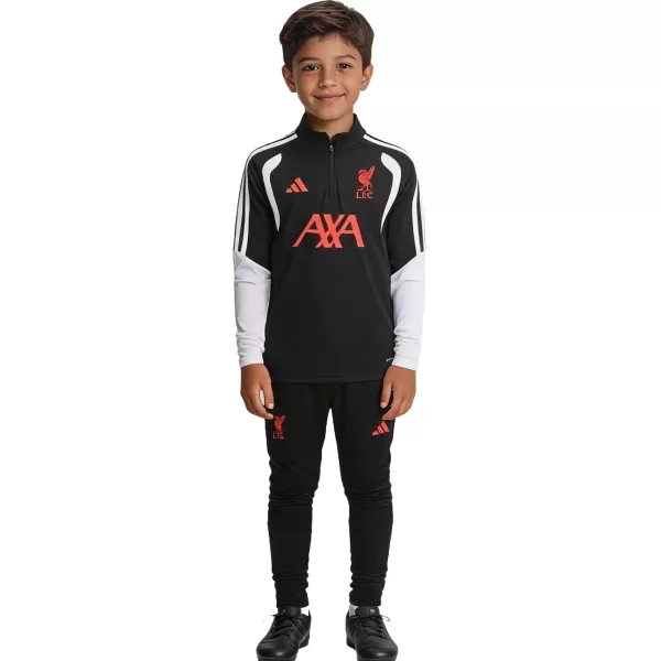 Kids Liverpool 1/4 Zipper Sweat Kit(Top+Pants) Black 2026/27 - minejerseys