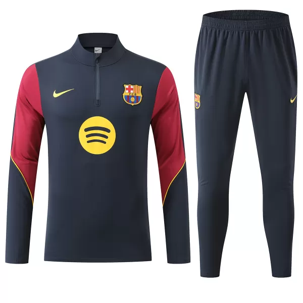 Kids Barcelona 1/4 Zipper Sweat Kit(Top+Pants) Navy 2026/27 - minejerseys